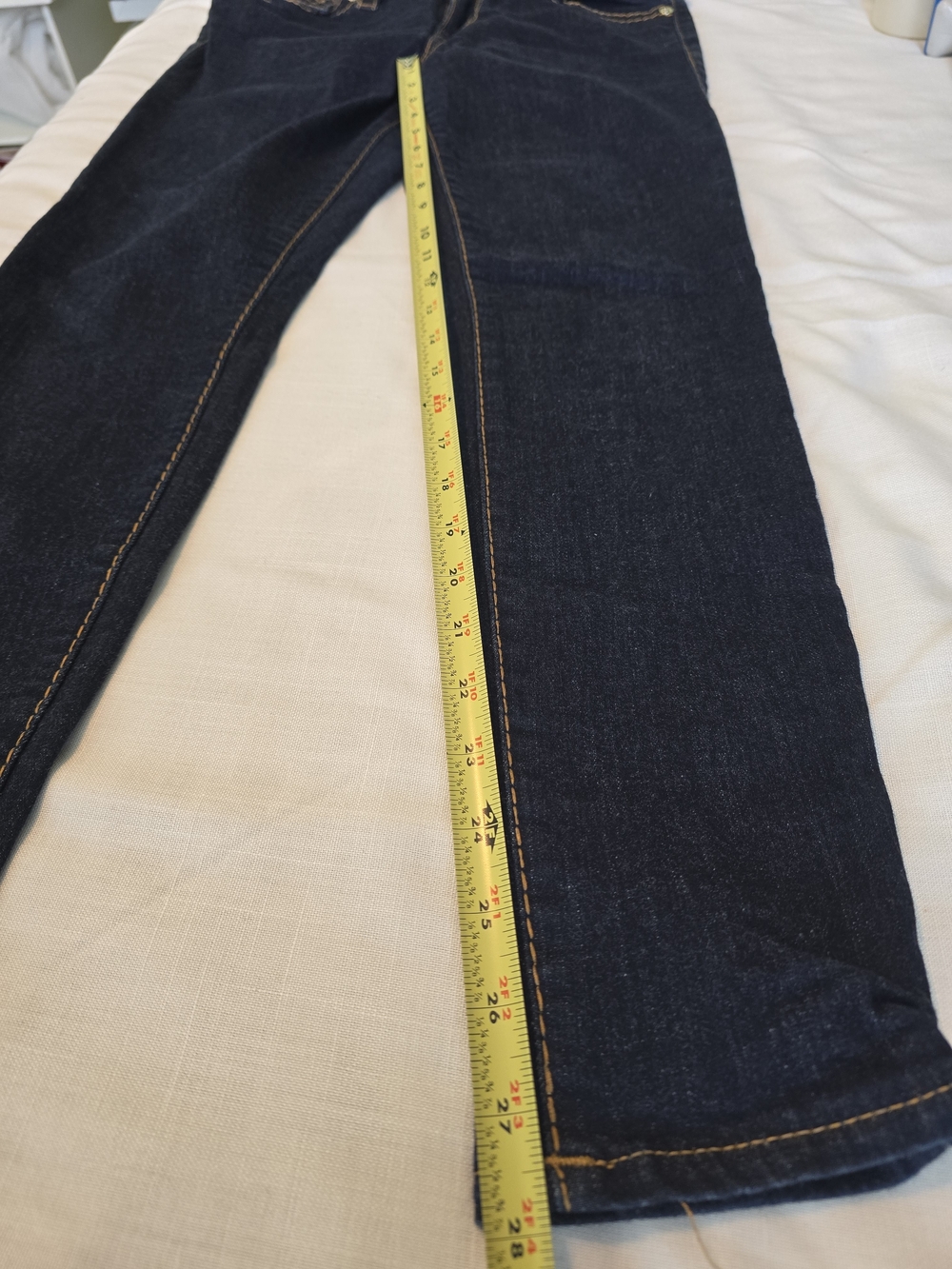 True Religion Women's Halle Dark Blue Skinny Jeans with Contrast Stitching Sz 31 - Picture 3 of 5